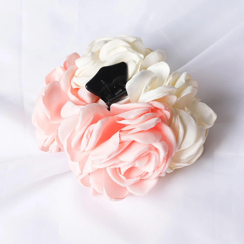 New Fabric Big Camellia Flower Hair Claw Clips Barrettes Women Girls 11CM Plastic Ponytail Holder Hair Clamps Hair Accessories