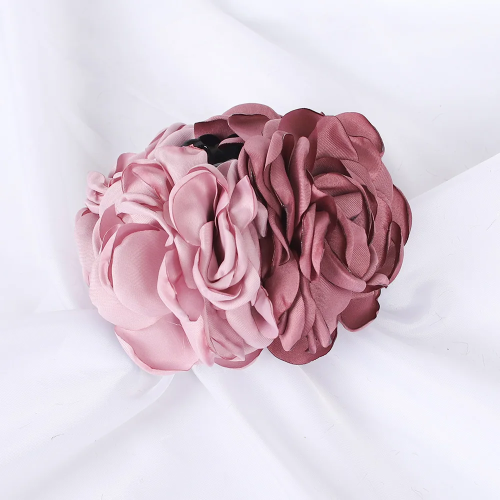 New Fabric Big Camellia Flower Hair Claw Clips Barrettes Women Girls 11CM Plastic Ponytail Holder Hair Clamps Hair Accessories