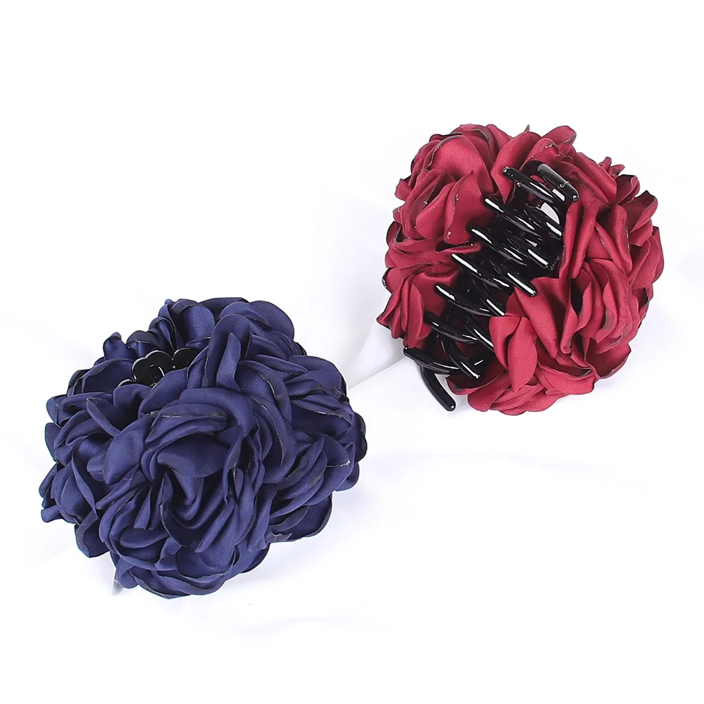New Fabric Big Camellia Flower Hair Claw Clips Barrettes Women Girls 11CM Plastic Ponytail Holder Hair Clamps Hair Accessories