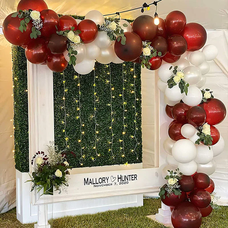 134Pcs Burgundy Wine Red Pink Balloons Arch Garland Kit Gold Confetti Balloons Valentine's Day Decor New Year Decoration 2022