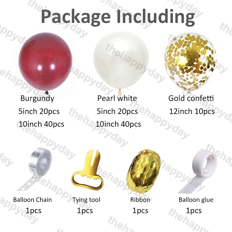 134Pcs Burgundy Wine Red Pink Balloons Arch Garland Kit Gold Confetti Balloons Valentine's Day Decor New Year Decoration 2022