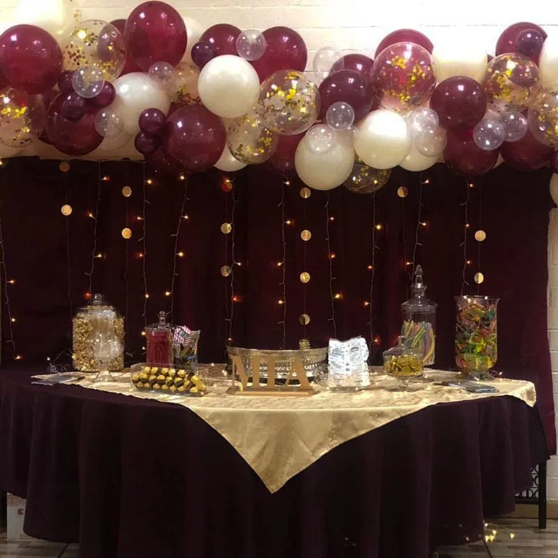 134Pcs Burgundy Wine Red Pink Balloons Arch Garland Kit Gold Confetti Balloons Valentine's Day Decor New Year Decoration 2022