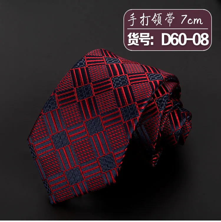 Fashion Slim Skinny 7-8cm Neckties Classic Men's Stripe Plaid Floral Wine Blue Wedding Ties Jacquard Woven Party Men Neck Ties