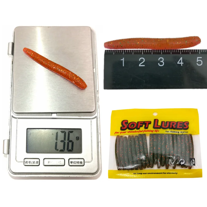 OUTKIT 20pcs Fishing Soft Lures 5cm 1.36g Artificial Worm Baits Silicone Fishing Lures Crankbait Fishing Bass Tackle