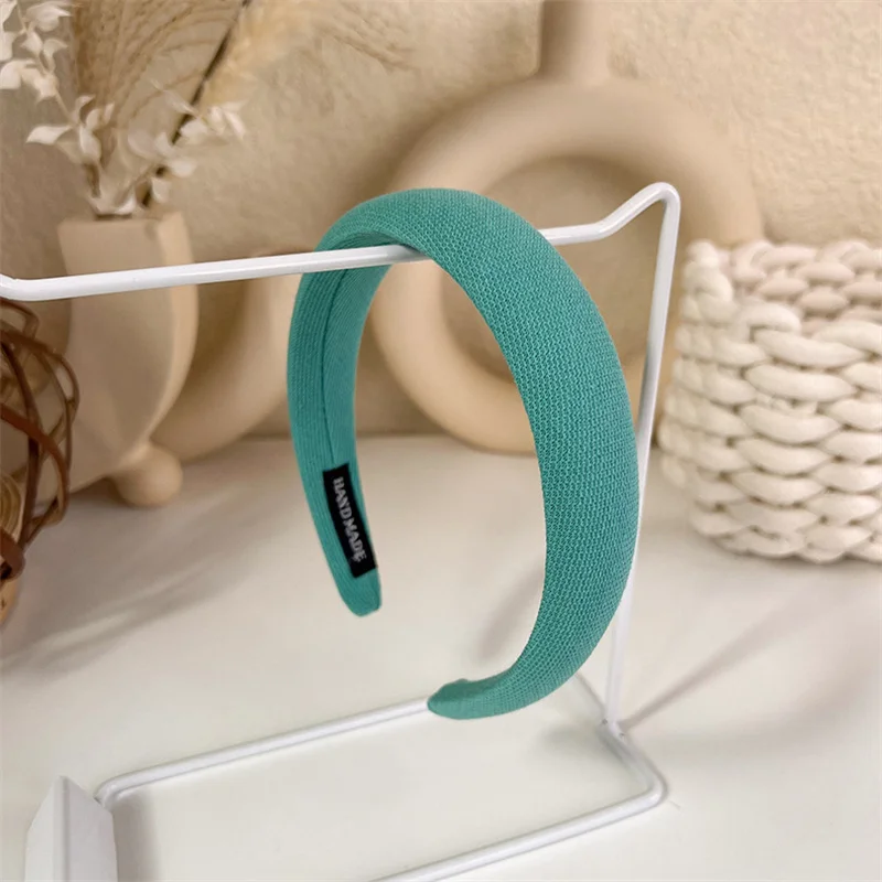 Fashion Korea INS Green Padded Womens Headband Woolen Autumn/Winter Hair Band Headwear Girl Wide Side Hair Hoop Hair Accessories