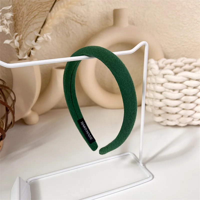 Fashion Korea INS Green Padded Womens Headband Woolen Autumn/Winter Hair Band Headwear Girl Wide Side Hair Hoop Hair Accessories