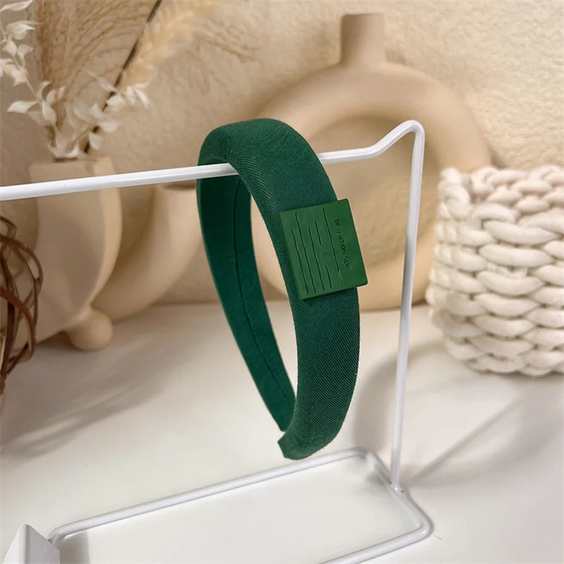 Fashion Korea INS Green Padded Womens Headband Woolen Autumn/Winter Hair Band Headwear Girl Wide Side Hair Hoop Hair Accessories