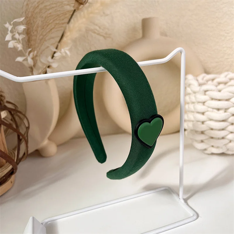 Fashion Korea INS Green Padded Womens Headband Woolen Autumn/Winter Hair Band Headwear Girl Wide Side Hair Hoop Hair Accessories