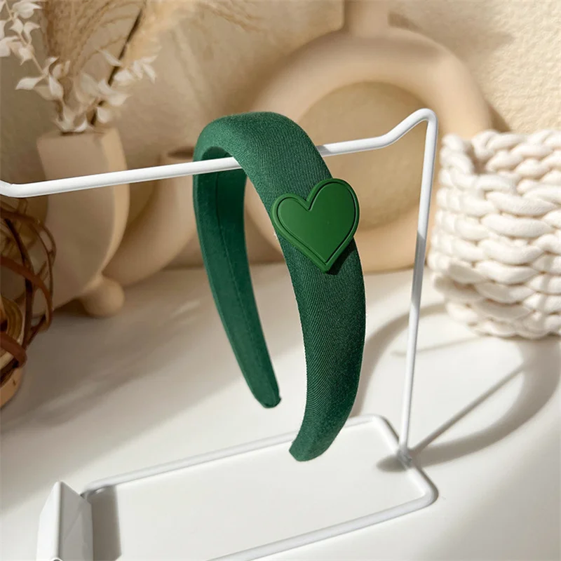Fashion Korea INS Green Padded Womens Headband Woolen Autumn/Winter Hair Band Headwear Girl Wide Side Hair Hoop Hair Accessories