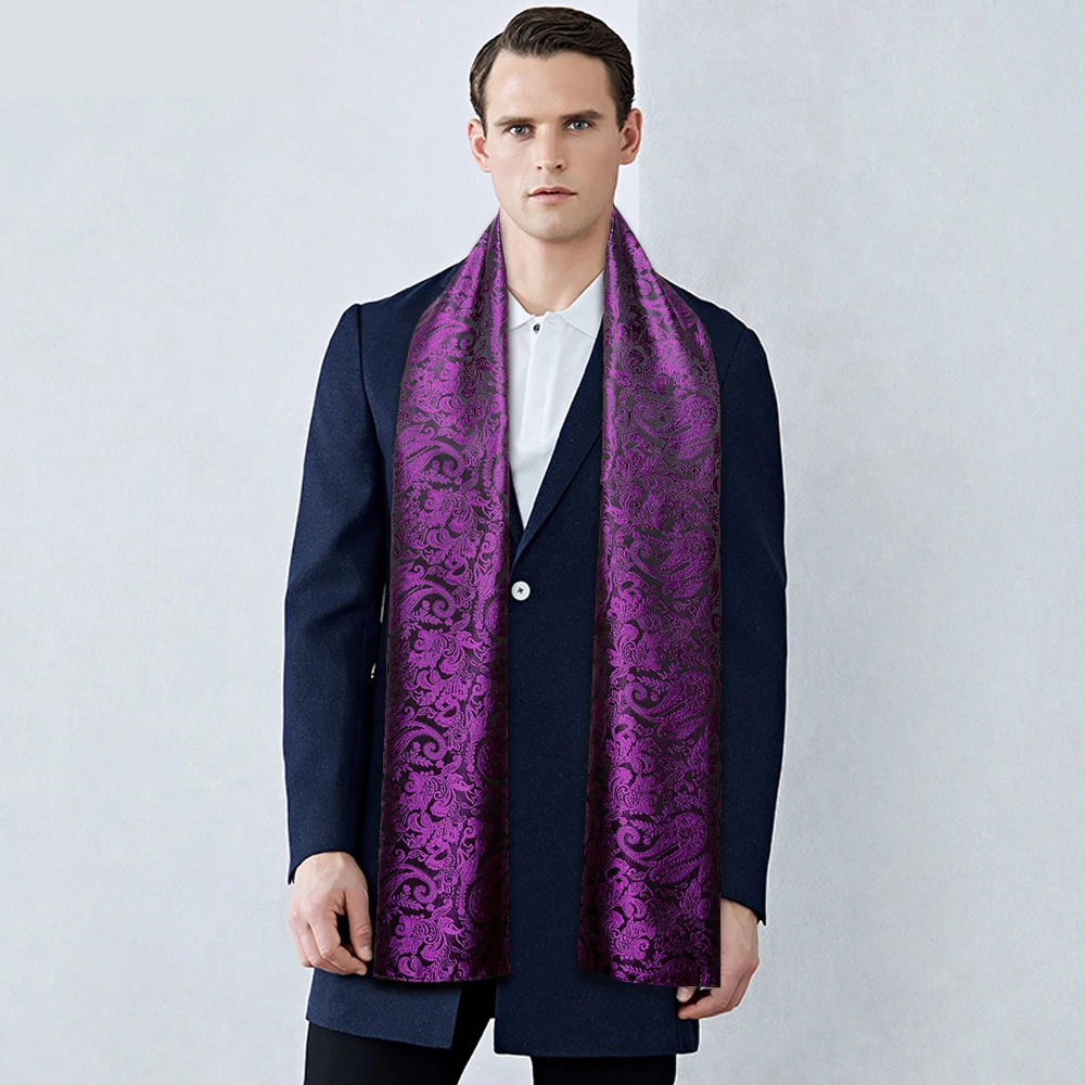 Winter Designer 160cm Long Men Purple Paisley Scarf Male Brand Shawl Wrap Face Scarf Grade A Adult