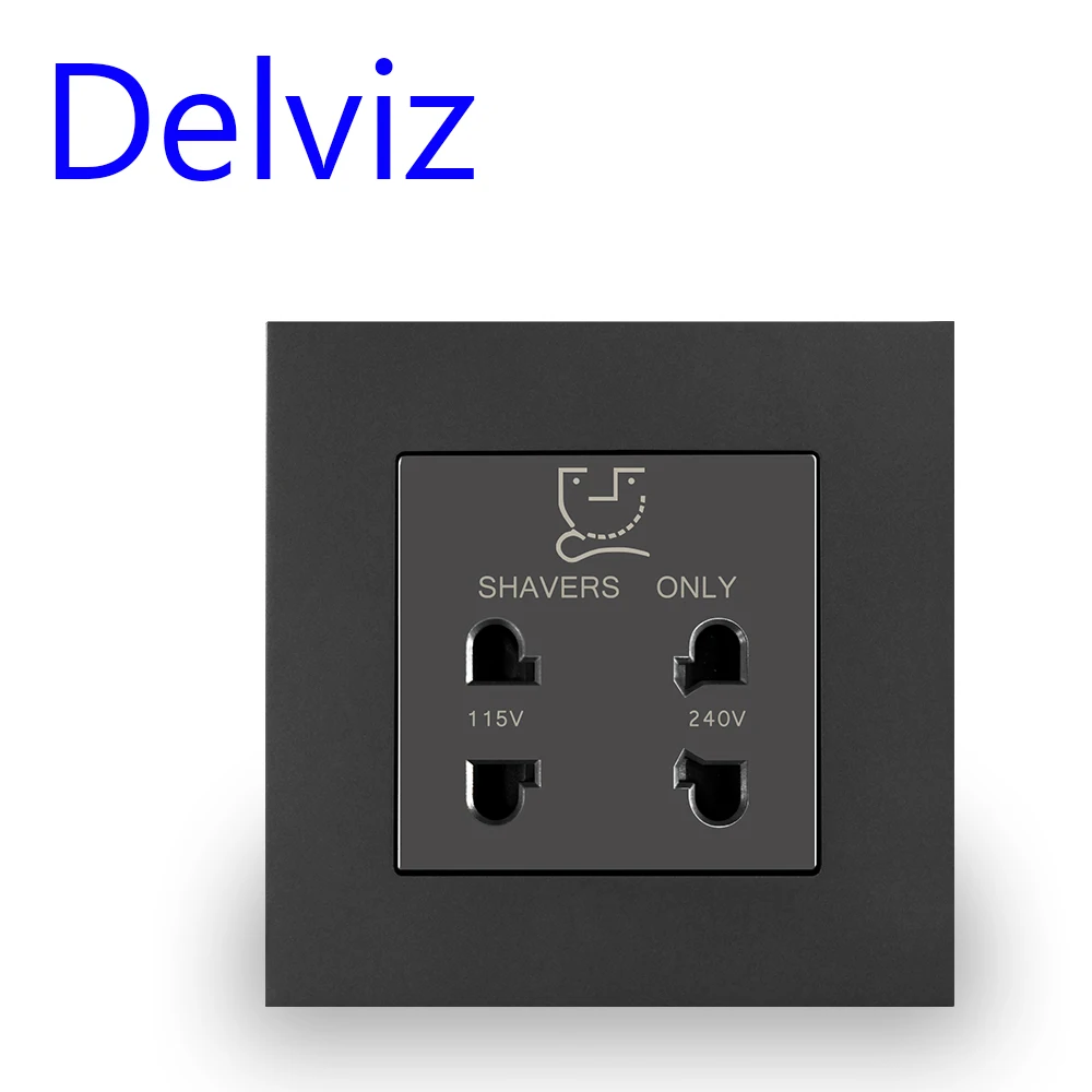 Delviz Bathroom Beard Knife Socket, Beard Shaving Charge Outlet, UK Standard Wall Panel, 115V 240V, Luxury Hotels Shaver Socket