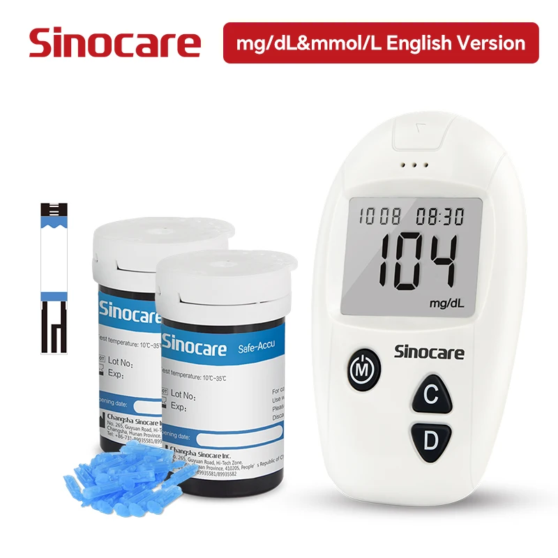 Sinocare 300/200/100/50PCS Sinocare Safe-Accu Blood Glucose Test Strips and Lancets for Diabetes Tester