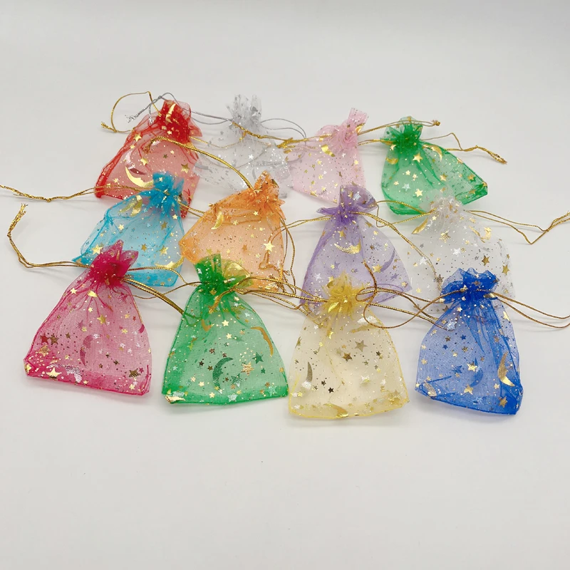 Organza Gift Bags, Butterfly, Rose, Heart, Organza Sachet, Wedding Packaging, Jewelry Storage Bags, Drawstring Bag, 100Pcs, 7x9