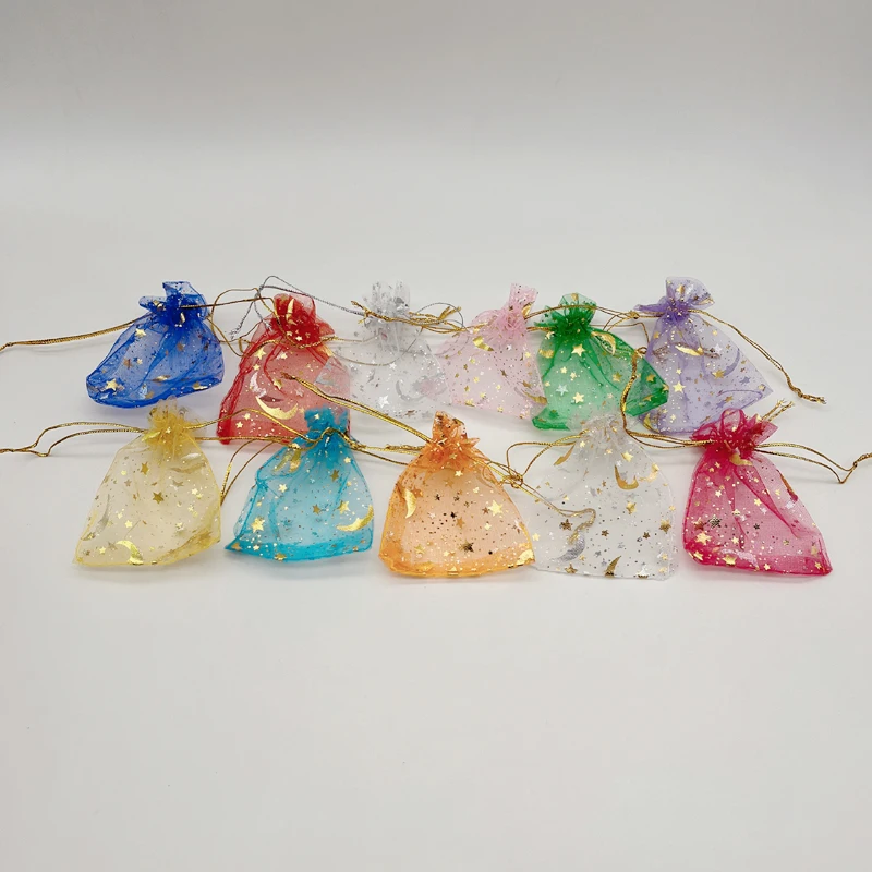 Organza Gift Bags, Butterfly, Rose, Heart, Organza Sachet, Wedding Packaging, Jewelry Storage Bags, Drawstring Bag, 100Pcs, 7x9