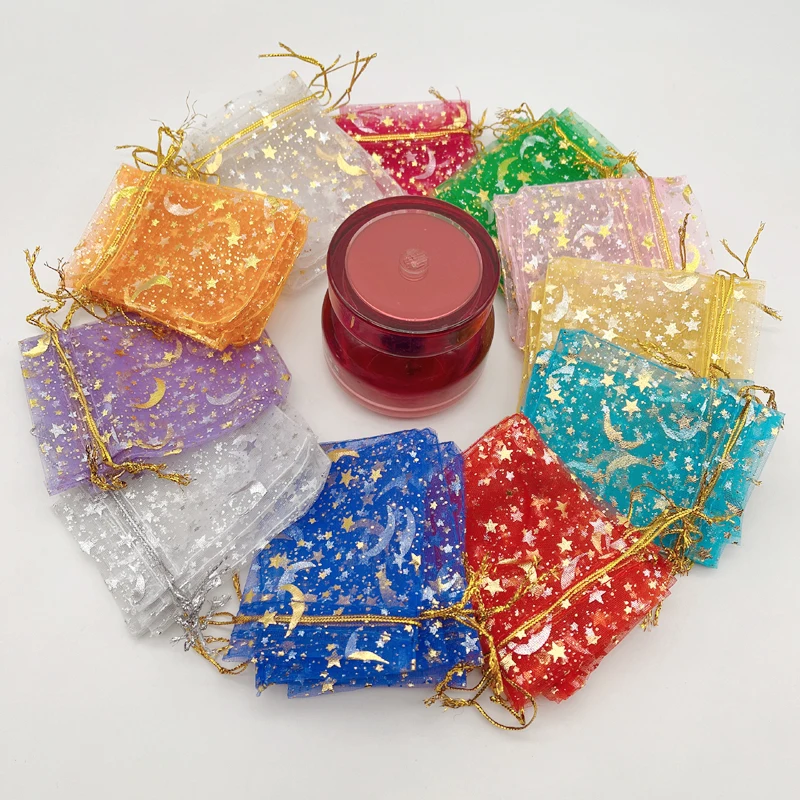 Organza Gift Bags, Butterfly, Rose, Heart, Organza Sachet, Wedding Packaging, Jewelry Storage Bags, Drawstring Bag, 100Pcs, 7x9