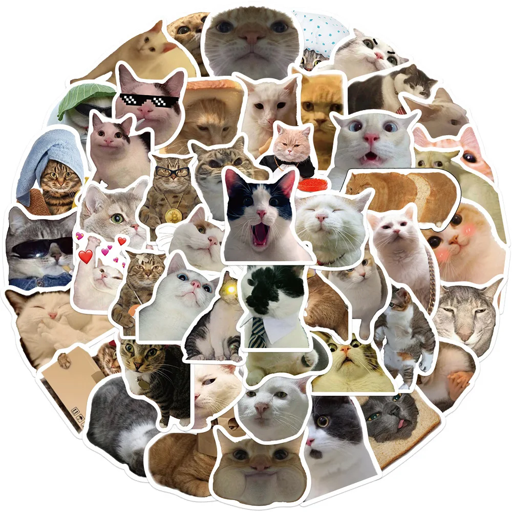 10/30/50PCS Cute Meme Animal Cat Kitty Stickers Skateboard Guitar Suitcase Freezer Motorcycle Classic Toy Decal Funny Sticker