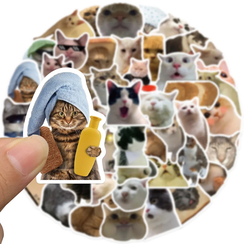 10/30/50PCS Cute Meme Animal Cat Kitty Stickers Skateboard Guitar Suitcase Freezer Motorcycle Classic Toy Decal Funny Sticker