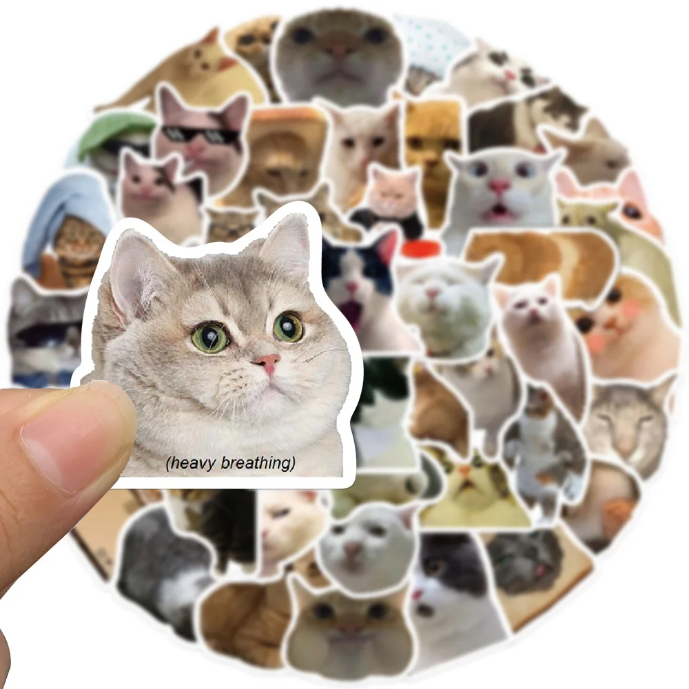 10/30/50PCS Cute Meme Animal Cat Kitty Stickers Skateboard Guitar Suitcase Freezer Motorcycle Classic Toy Decal Funny Sticker