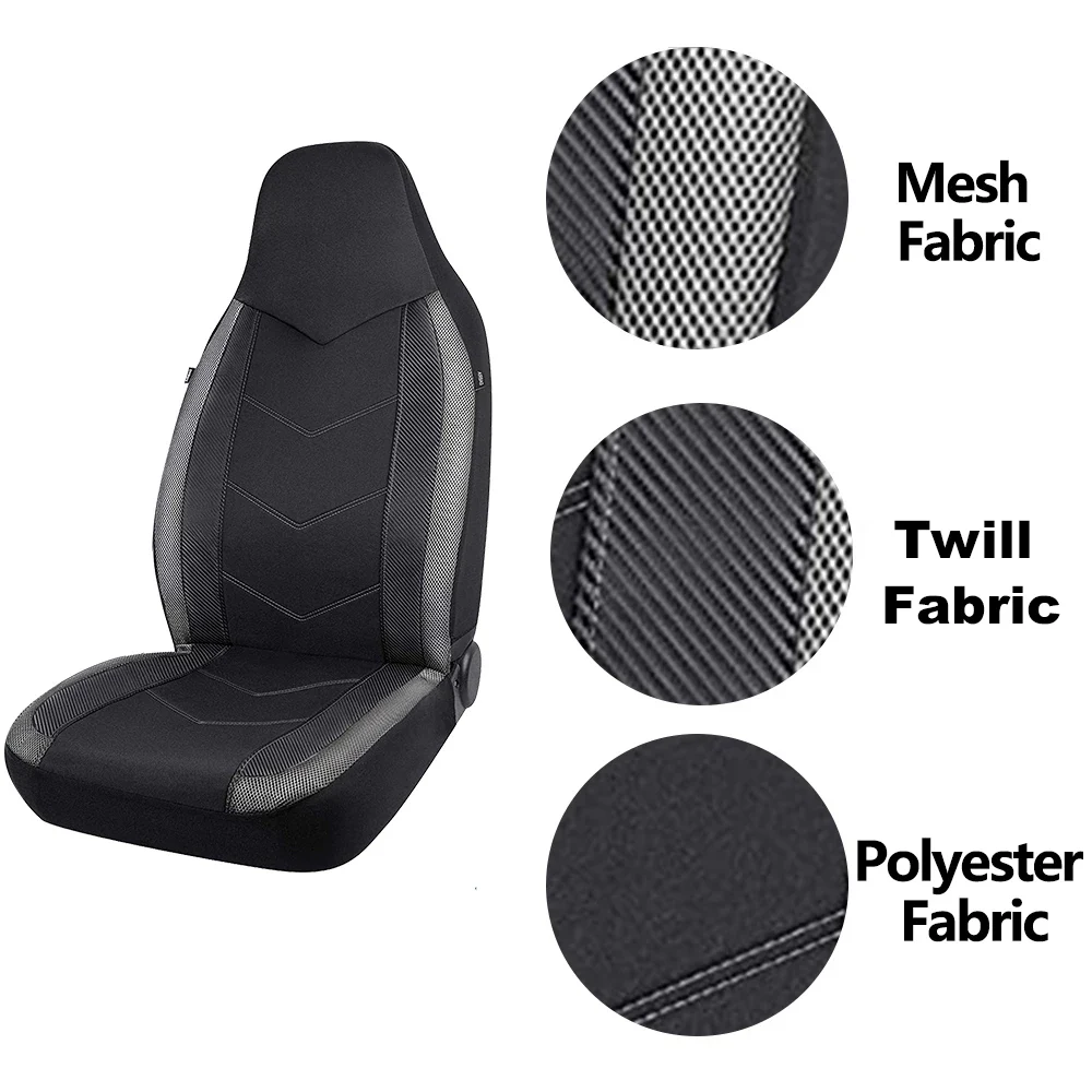 AUTOKING High Back Bucket Universal Seat Protector Breathable Mesh Fabric Carbon Fiber Texture Seat Car Seat Cover Cushion