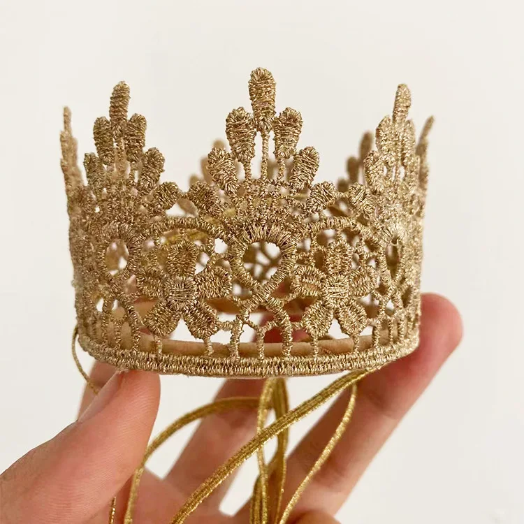 Kids Princess Crown Headband with Flowers And Diamonds Girl's Birthday Party Headdress Elegant Crown Hat for Children