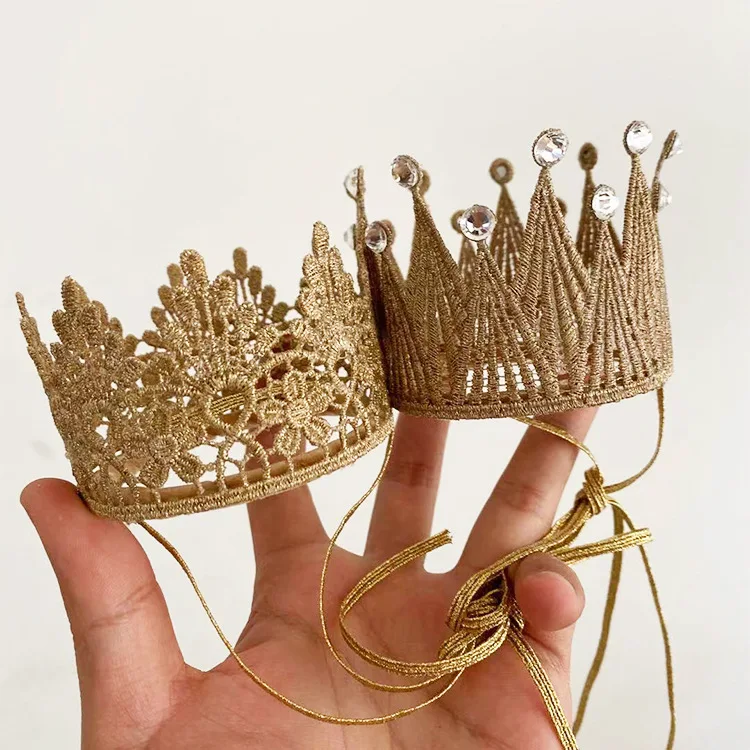 Kids Princess Crown Headband with Flowers And Diamonds Girl's Birthday Party Headdress Elegant Crown Hat for Children