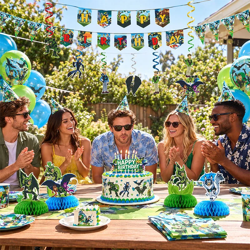 Wild Kratts Jungle Theme Birthday Party Ceremony Scene Layout Decorative Banner Spiral Honeycomb Pennant Disposable Items
