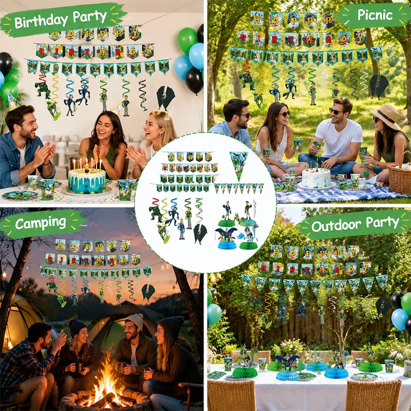 Wild Kratts Jungle Theme Birthday Party Ceremony Scene Layout Decorative Banner Spiral Honeycomb Pennant Disposable Items
