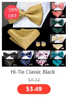 Hi-Tie Silk Pink Striped Mens Bowtie Jacquard Adult Bow Tie Hankerchief Cufflinks Set Pre-tied Butterfly Bowknot Wedding Party