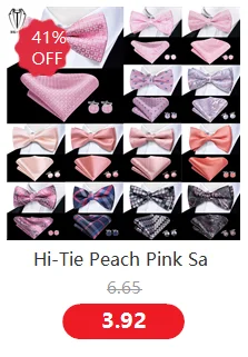 Hi-Tie Silk Pink Striped Mens Bowtie Jacquard Adult Bow Tie Hankerchief Cufflinks Set Pre-tied Butterfly Bowknot Wedding Party
