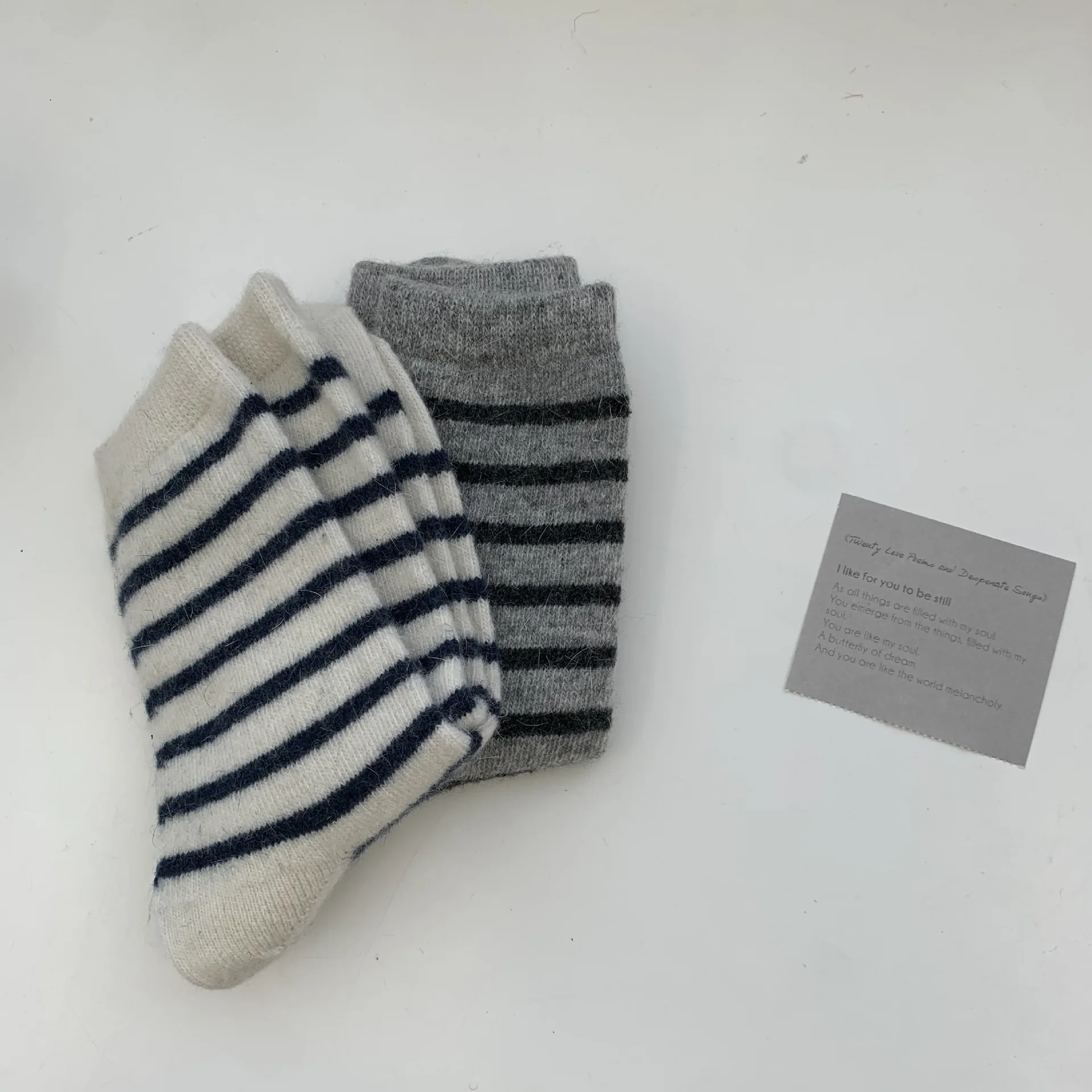 20% Rabbit Hair Woman Socks Casual Striped Cashmere Wool Long Socks Women Winter Thick Warm Streetwear Thermal Crew Socks Gifts