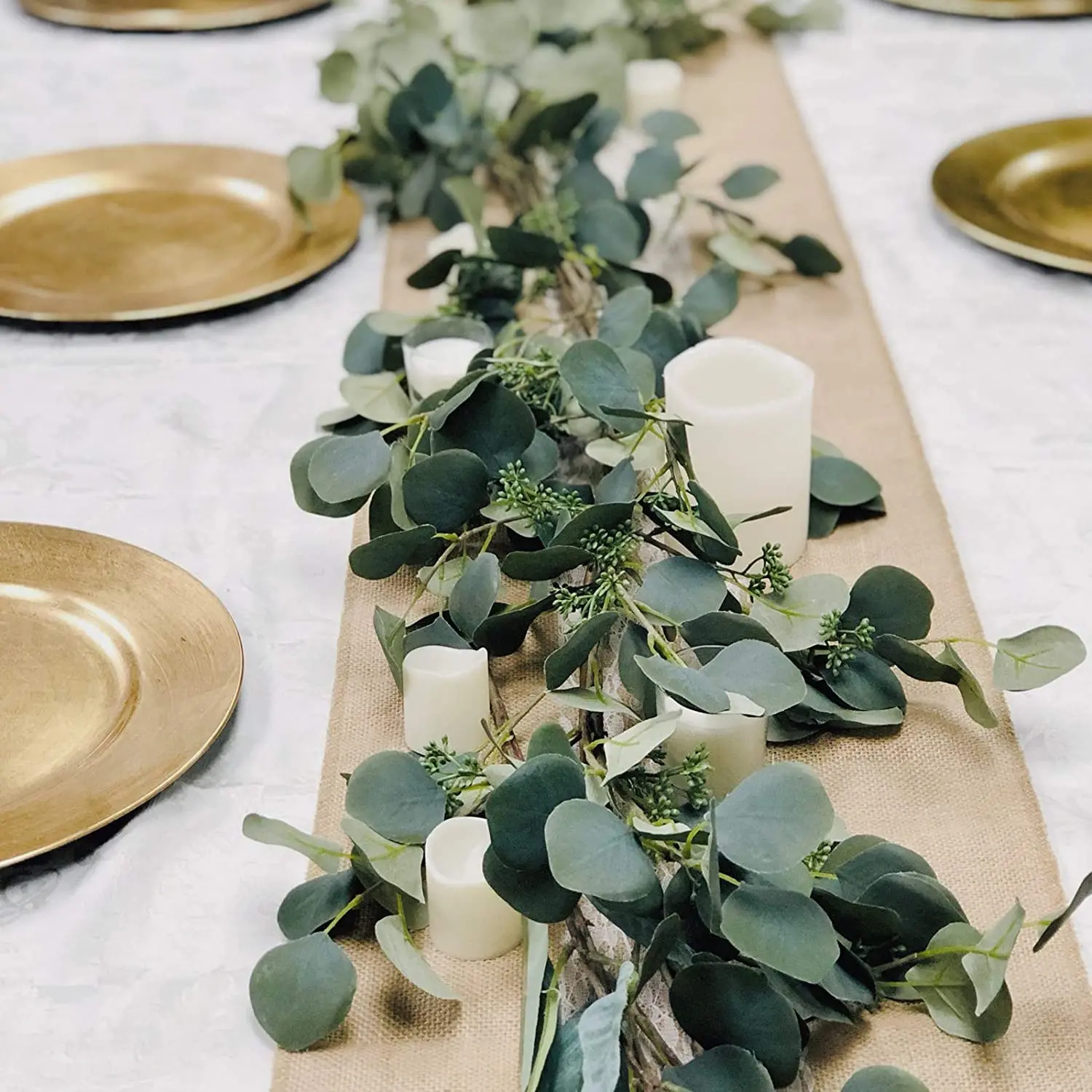 3 Packs 2M Artificial Eucalyptus Garland Greenery Leaves Vines Plants for Wedding Home Party Arch Wall Garden DIY Decoration