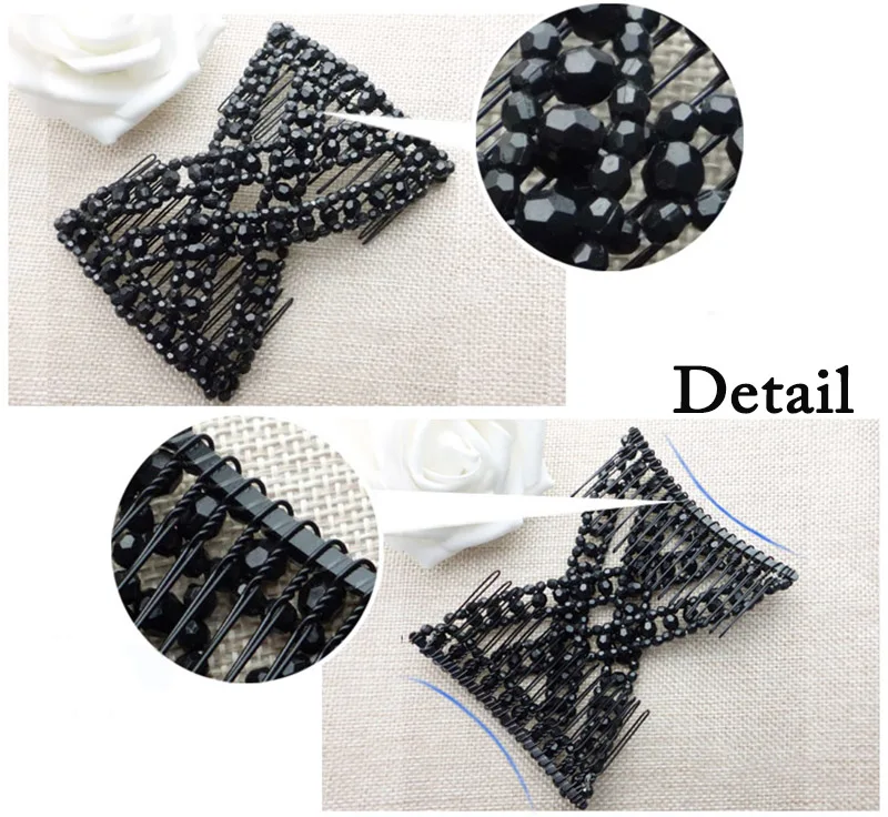 Women DIY Hair Accessories Pearl Beaded Elastic Hair Claw Hairpin Magic Comb Up-Do Hairstyle Bun Maker Tool Ponytail Hairdo Wolf