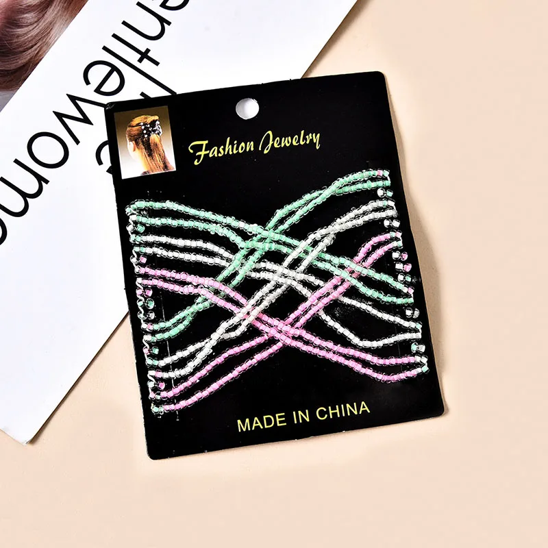 Women DIY Hair Accessories Pearl Beaded Elastic Hair Claw Hairpin Magic Comb Up-Do Hairstyle Bun Maker Tool Ponytail Hairdo Wolf