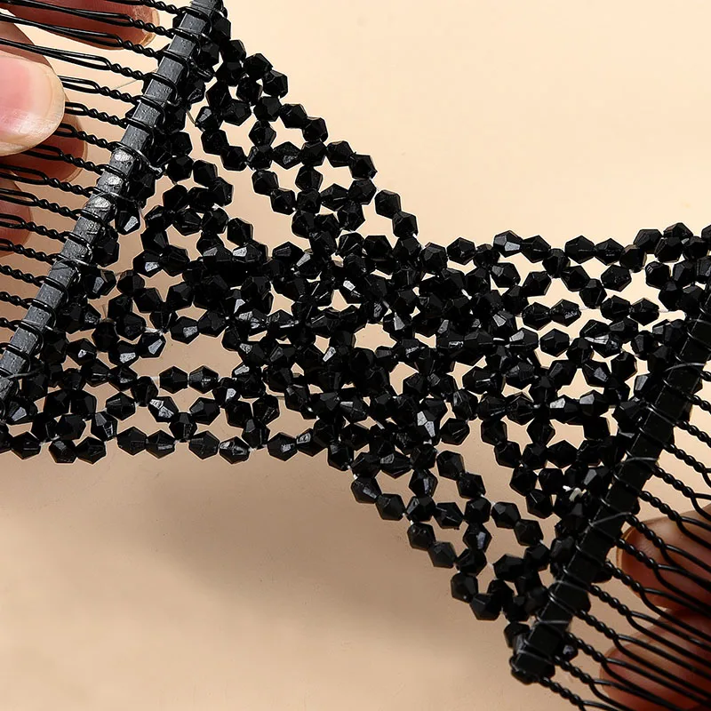 Women DIY Hair Accessories Pearl Beaded Elastic Hair Claw Hairpin Magic Comb Up-Do Hairstyle Bun Maker Tool Ponytail Hairdo Wolf