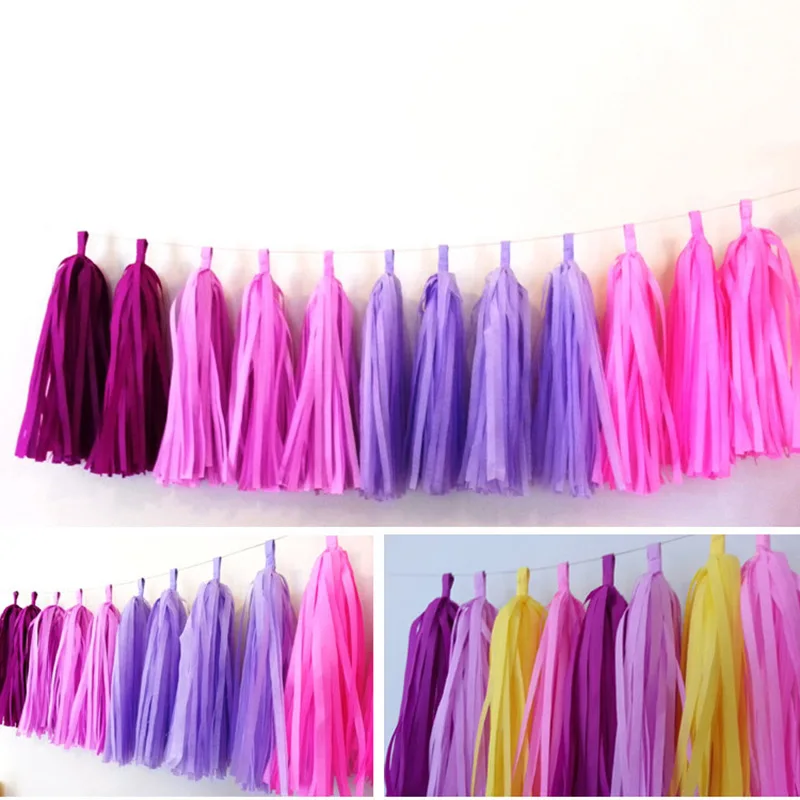 5pc/lot Color Paper Tassel 12*35cm Red Pink White Romantic Party Decoration Birthday Wedding Valentine's Day Balloon Collocation