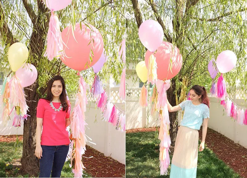 5pc/lot Color Paper Tassel 12*35cm Red Pink White Romantic Party Decoration Birthday Wedding Valentine's Day Balloon Collocation
