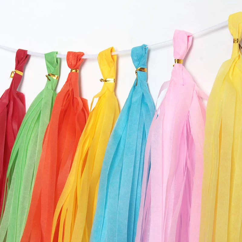 5pc/lot Color Paper Tassel 12*35cm Red Pink White Romantic Party Decoration Birthday Wedding Valentine's Day Balloon Collocation