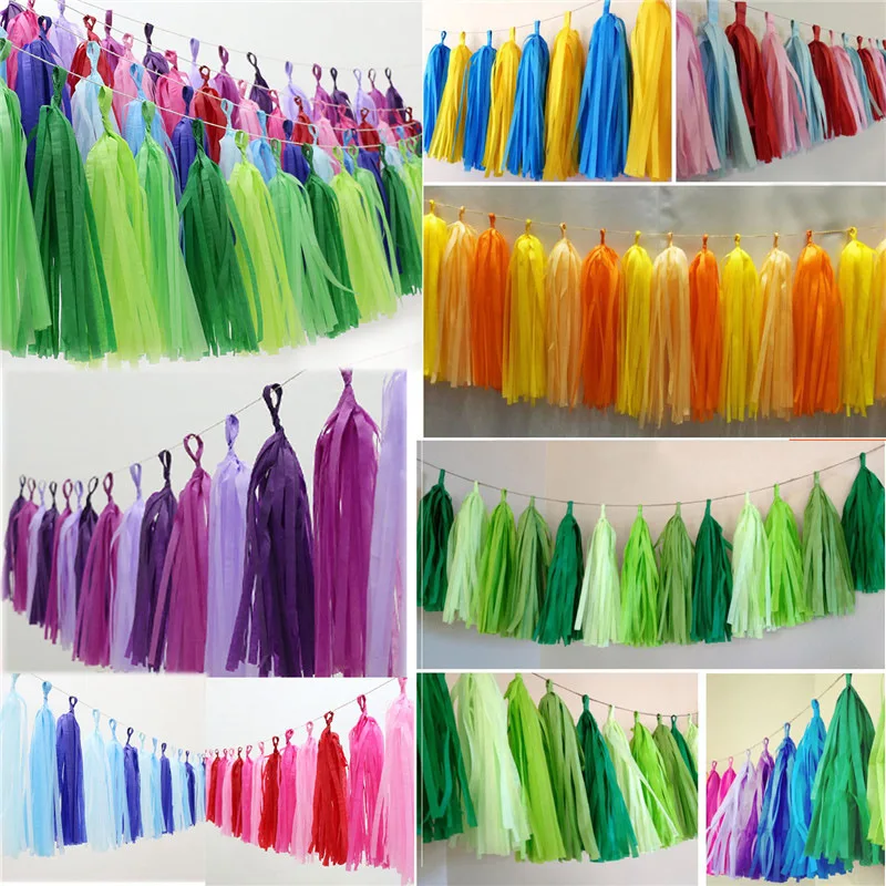 5pc/lot Color Paper Tassel 12*35cm Red Pink White Romantic Party Decoration Birthday Wedding Valentine's Day Balloon Collocation