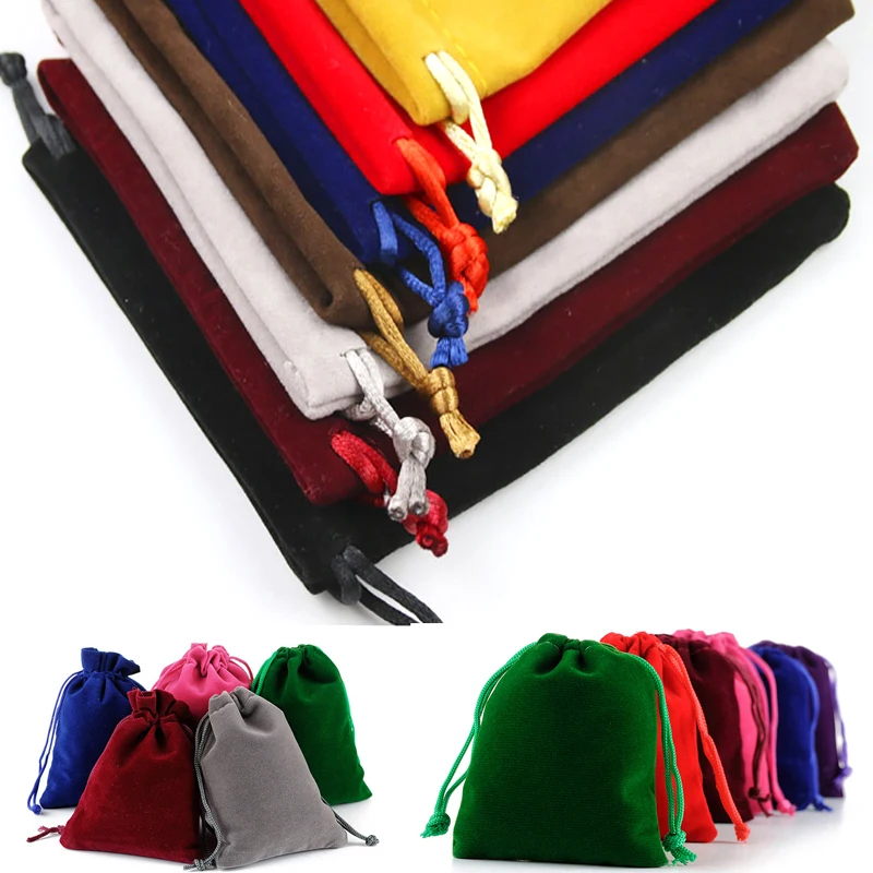 Wholesale 50pcs Colorful Velvet Bag Drawstring Pouches Jewelry Packaging Velvet Pouches Drawstring Packing Gift Bags Customized
