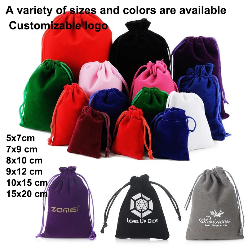 Wholesale 50pcs Colorful Velvet Bag Drawstring Pouches Jewelry Packaging Velvet Pouches Drawstring Packing Gift Bags Customized