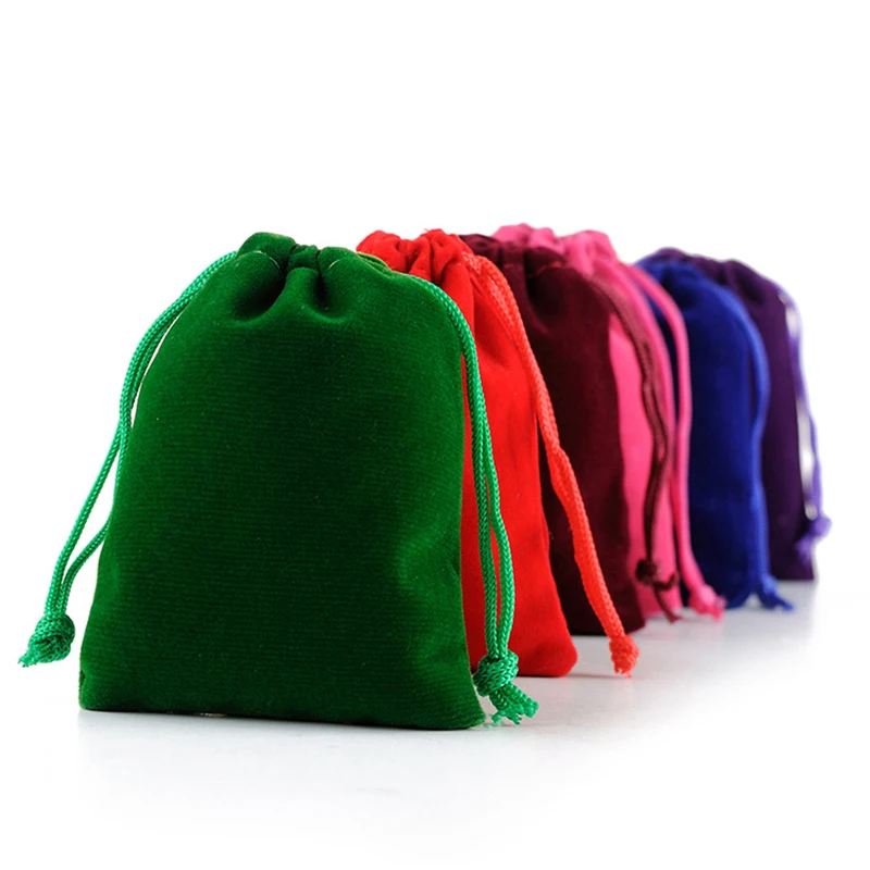 Wholesale 50pcs Colorful Velvet Bag Drawstring Pouches Jewelry Packaging Velvet Pouches Drawstring Packing Gift Bags Customized
