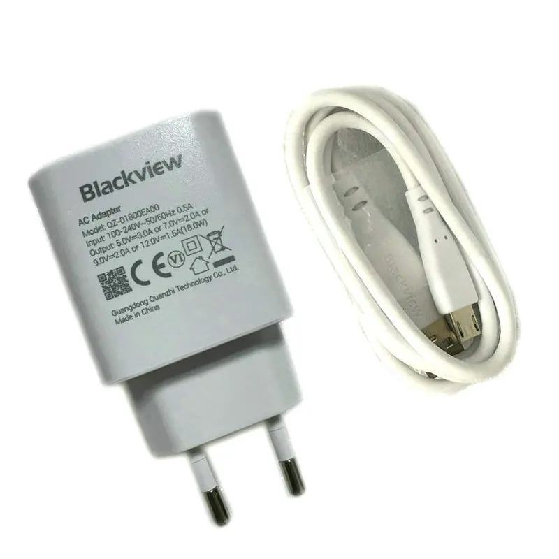 Power Adapter for Blackview, BV4900 Pro, BV4900S Oscal, C60, S60 Pro, C20 Pro, EU Travel Plug Charger, 18W, Micro USB Cable