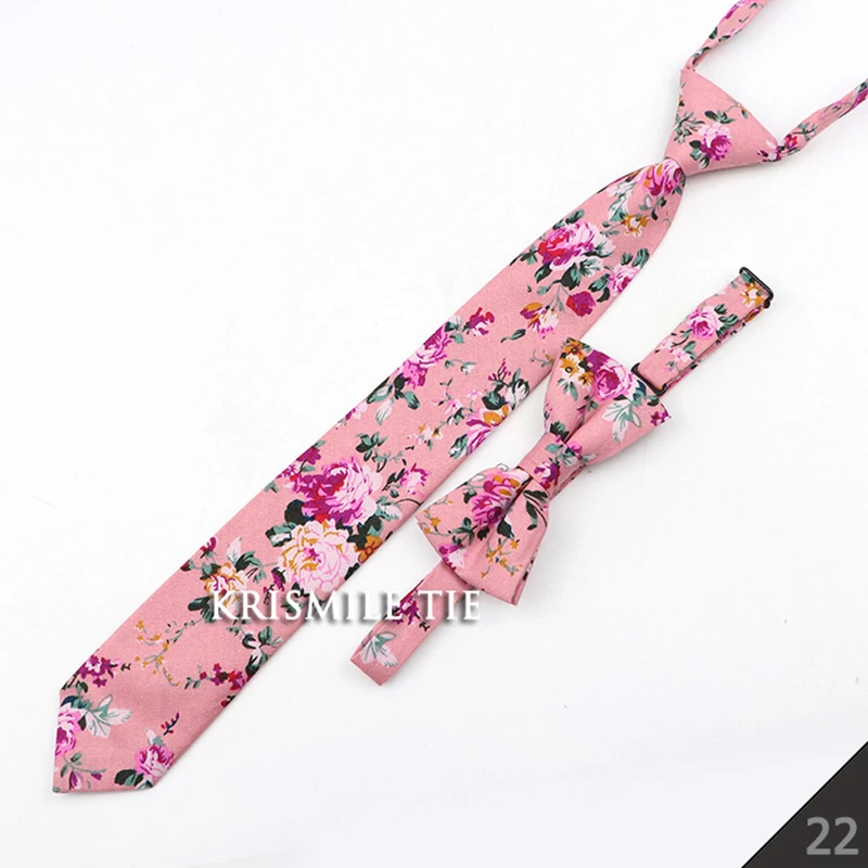 Cartoon Floral Children Tie Bowtie Set Cotton Skinny Slim Casual Solid Color Boys Girls Colorful Adjustable Shirt Gravata Gift