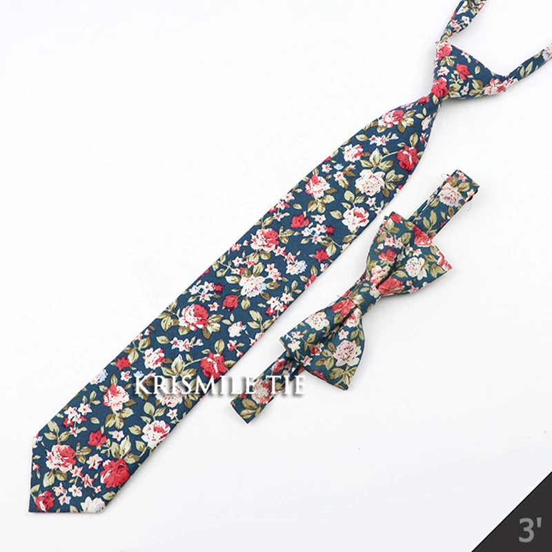 Cartoon Floral Children Tie Bowtie Set Cotton Skinny Slim Casual Solid Color Boys Girls Colorful Adjustable Shirt Gravata Gift