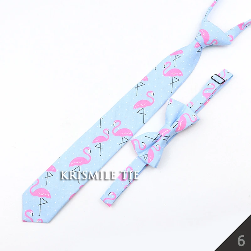 Cartoon Floral Children Tie Bowtie Set Cotton Skinny Slim Casual Solid Color Boys Girls Colorful Adjustable Shirt Gravata Gift