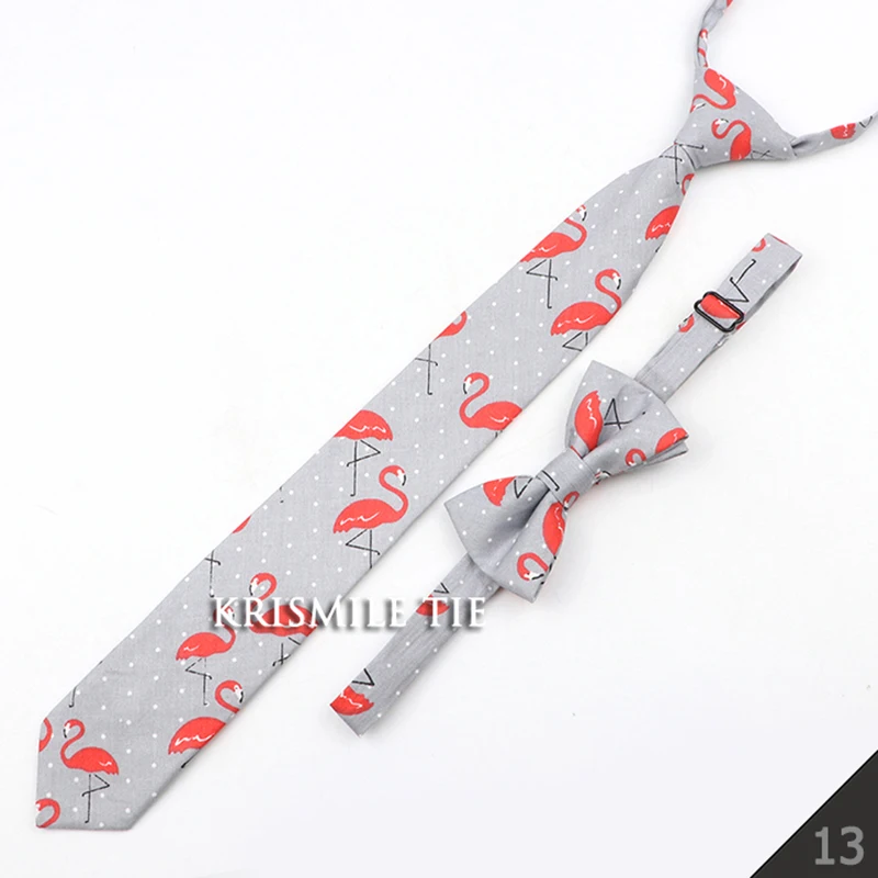 Cartoon Floral Children Tie Bowtie Set Cotton Skinny Slim Casual Solid Color Boys Girls Colorful Adjustable Shirt Gravata Gift