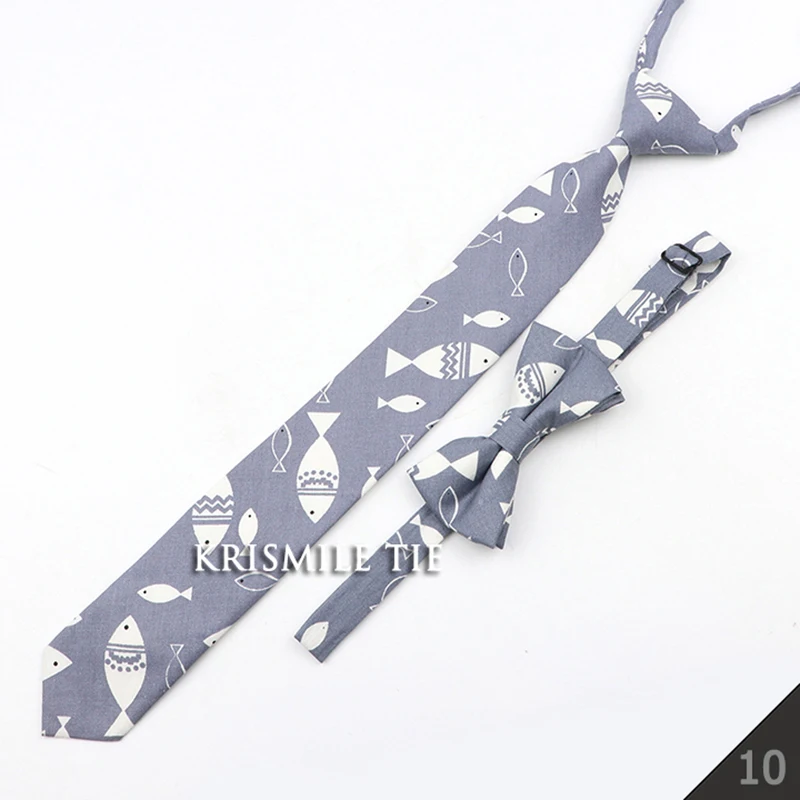 Cartoon Floral Children Tie Bowtie Set Cotton Skinny Slim Casual Solid Color Boys Girls Colorful Adjustable Shirt Gravata Gift