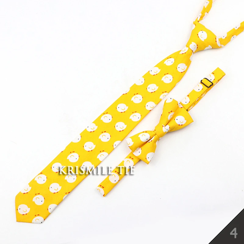 Cartoon Floral Children Tie Bowtie Set Cotton Skinny Slim Casual Solid Color Boys Girls Colorful Adjustable Shirt Gravata Gift