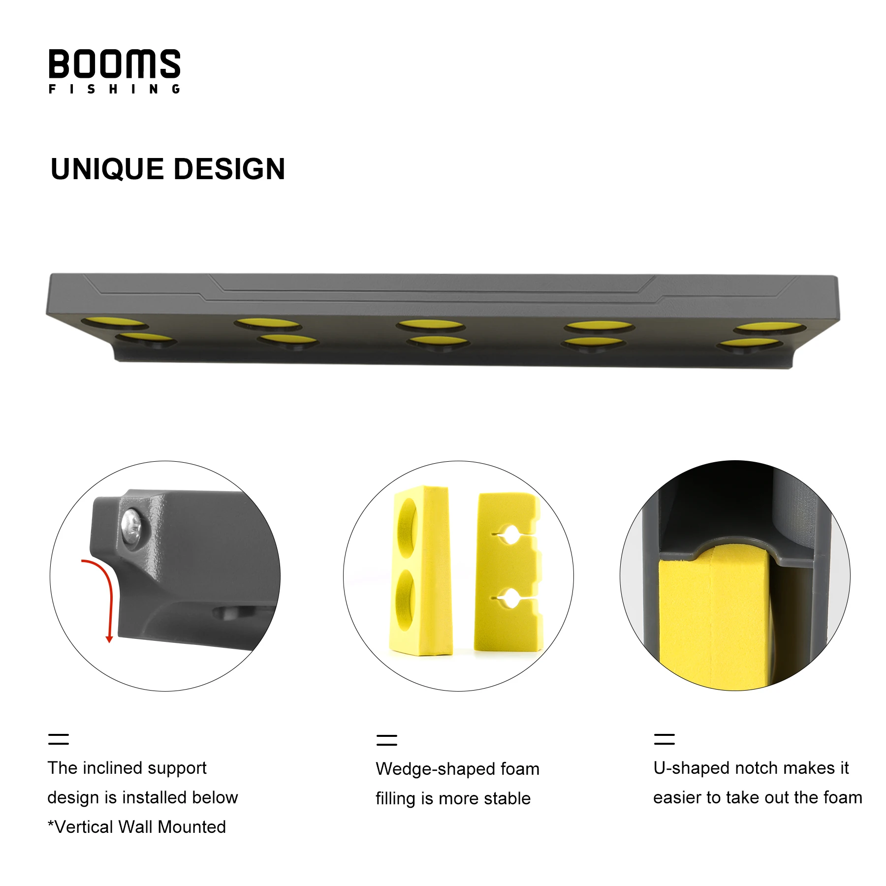Booms Fishing WV4 Fishing Rod Holders Vertical Wall Rod Rack Store Up to 10 Rods For Fishing Pole Holder Storage Tools 4 Colors