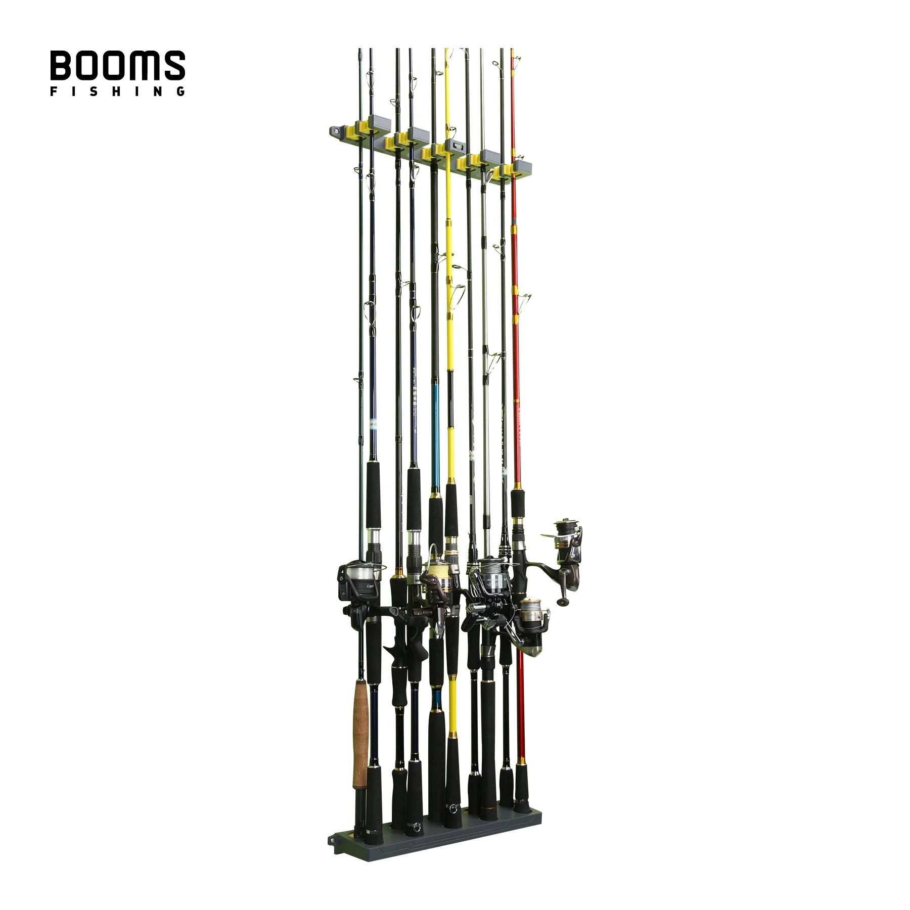 Booms Fishing WV4 Fishing Rod Holders Vertical Wall Rod Rack Store Up to 10 Rods For Fishing Pole Holder Storage Tools 4 Colors